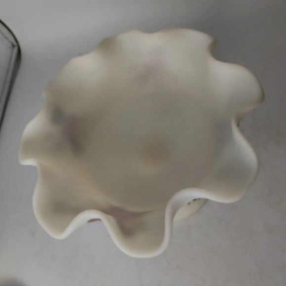 Vintage Fenton handpainted satin glass‎ compote dish - Picture 7 of 8